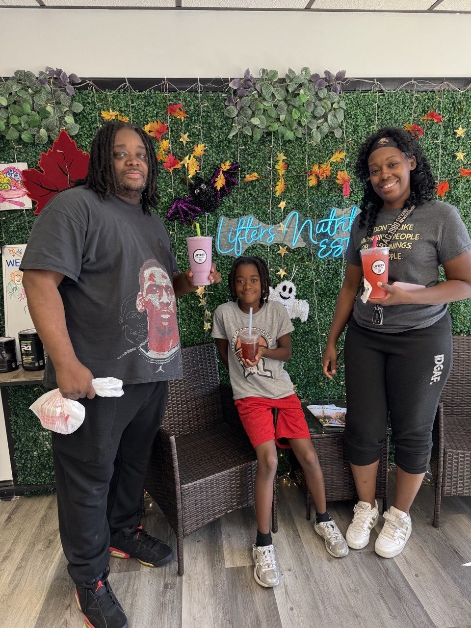 A family with their Lifters drinks